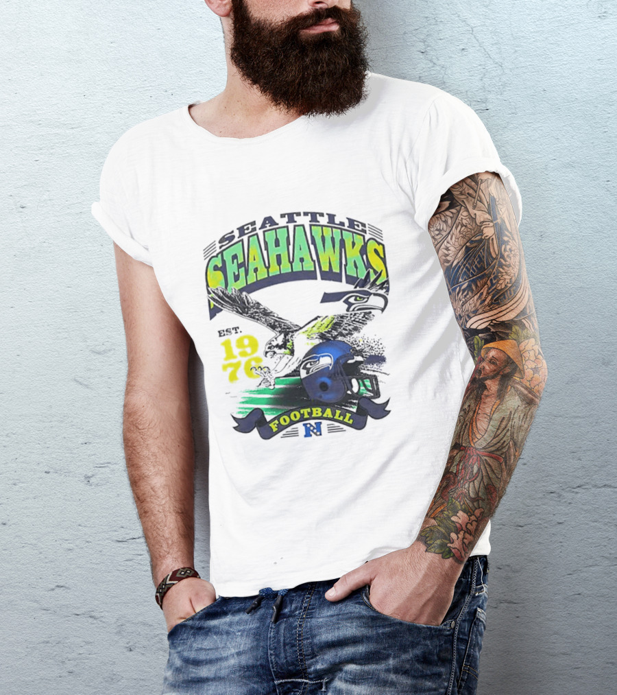 Seattle Seahawks Est. 1976 Football Puget Sound Champs Retro Helmet And Hawk T-Shirt