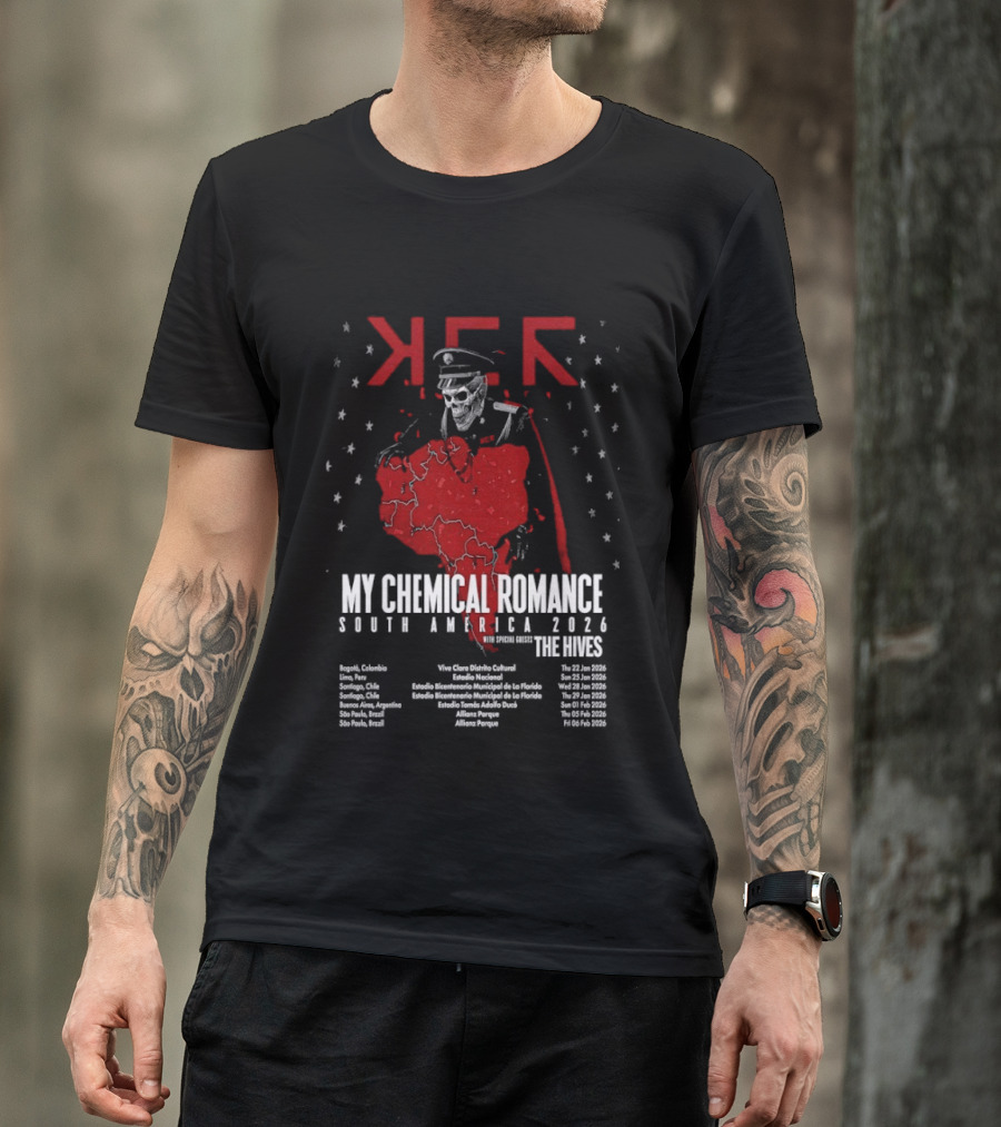 My Chemical Romance South America 2026 Tour The Hives Dates Cities Map Starry T-Shirt