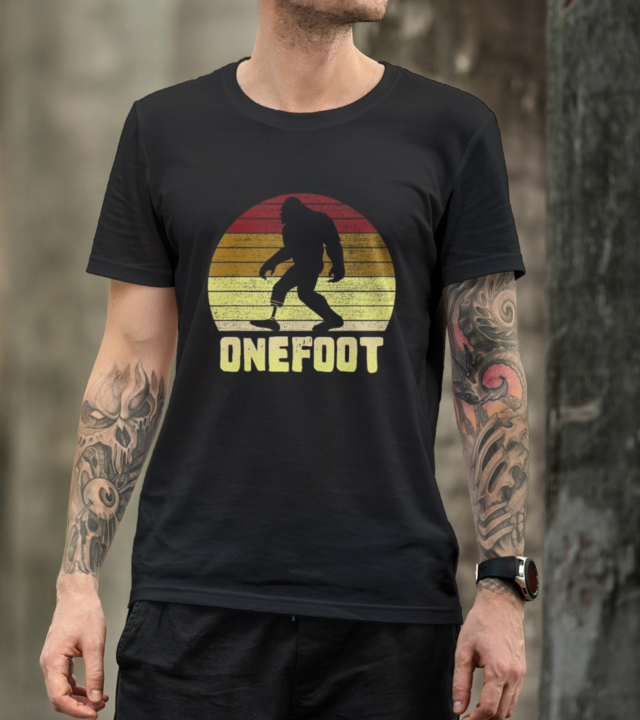 Bigfoot Artificial Leg Onefoot Silhouette Sunset T-Shirt