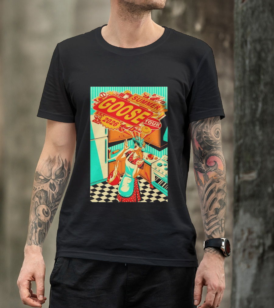 Goose Summer 2026 Tour Retro Kitchen Chaos With Surprised Housewife T-Shirt