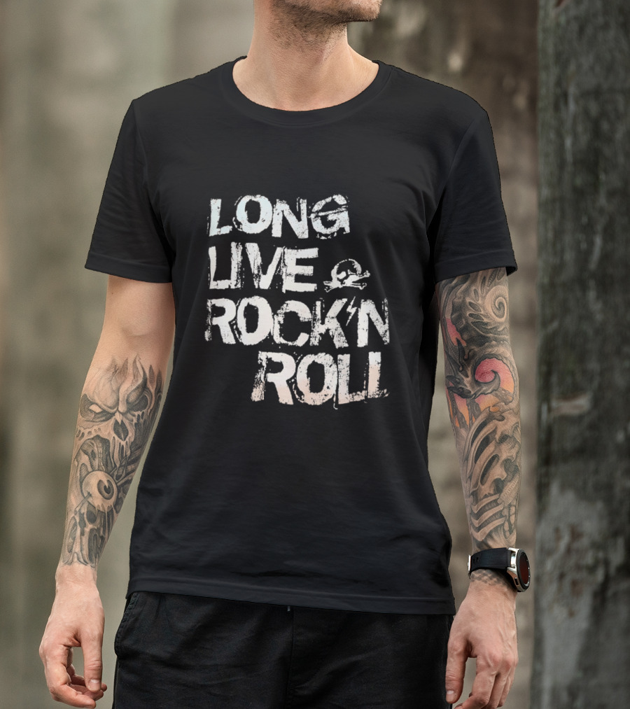 Long Live Rock N Roll Skull And Lightning Bolt T-Shirt