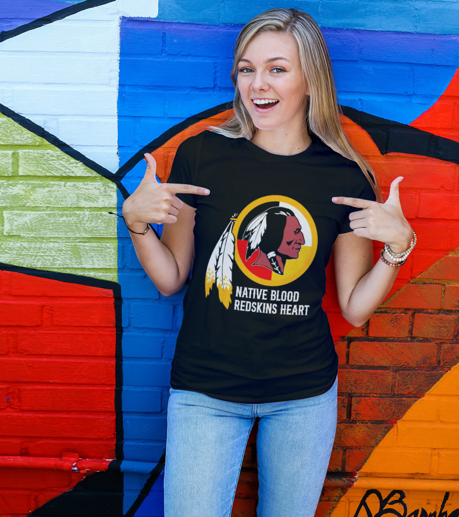 Native Blood Redskins Heart Washington Commanders T-Shirt