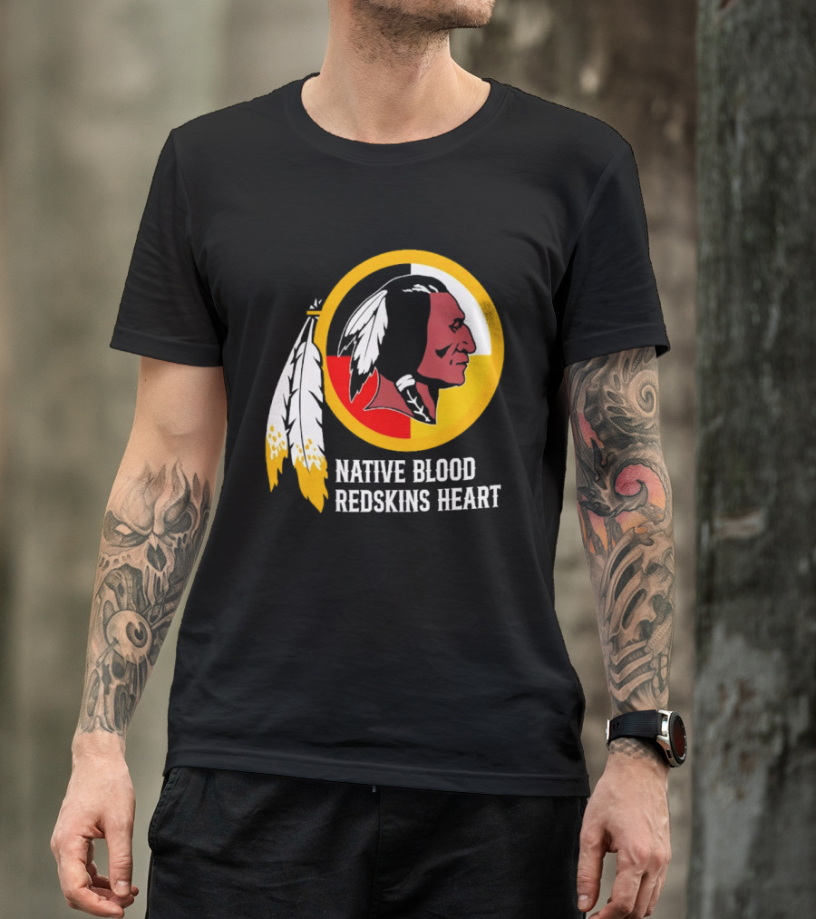 Native Blood Redskins Heart Washington Commanders T-Shirt
