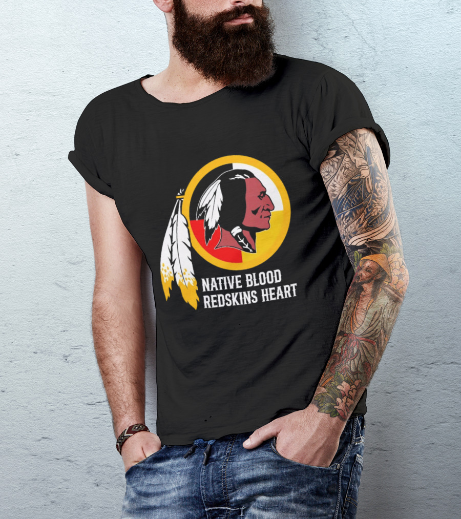 Native Blood Redskins Heart Washington Commanders T-Shirt
