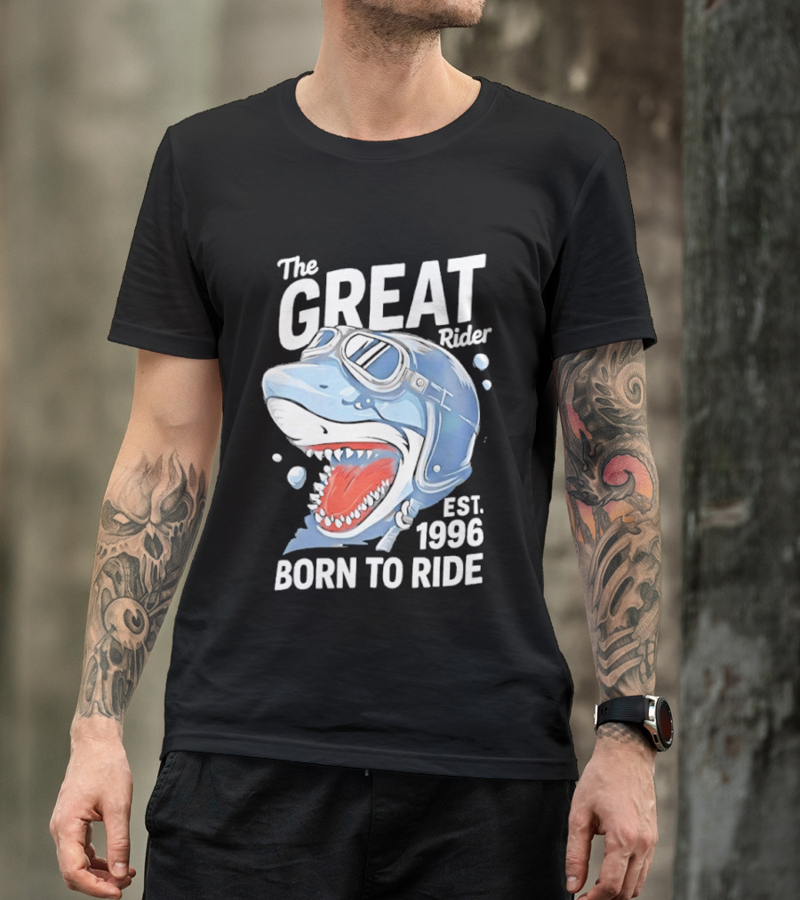 The Great Rider Shark Born To Ride Est. 1996 T-Shirt