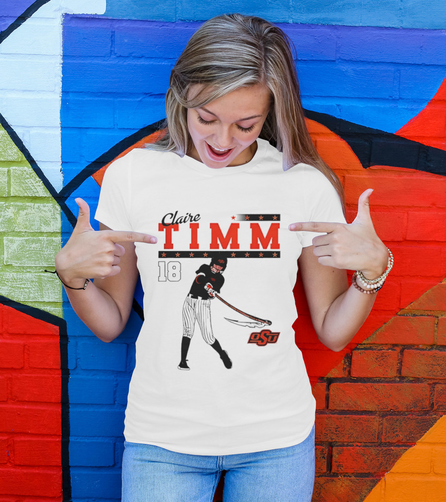 Claire Timm 18 OSU Cowgirls Softball Legend Player Caricature T-Shirt