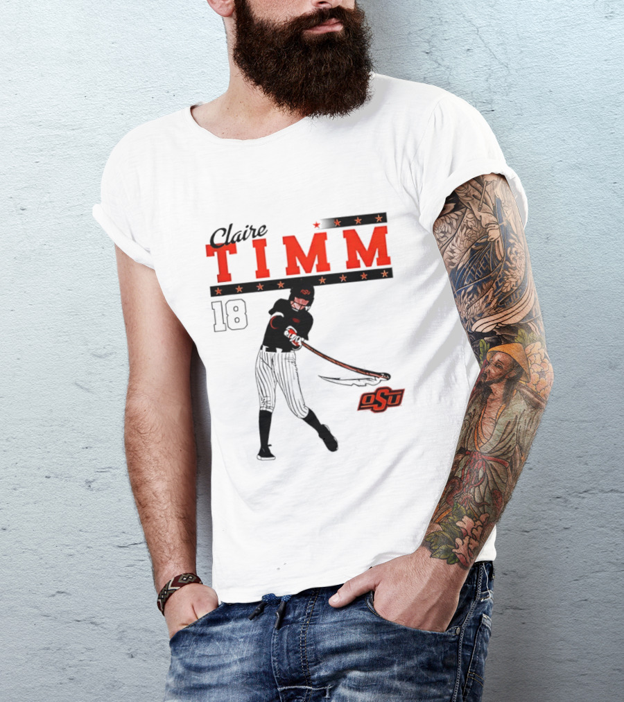Claire Timm 18 OSU Cowgirls Softball Legend Player Caricature T-Shirt