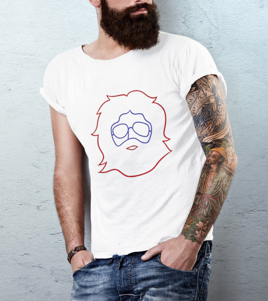 Jerry Garcia Life Coach Iconic Line Art Red Blue T-Shirt