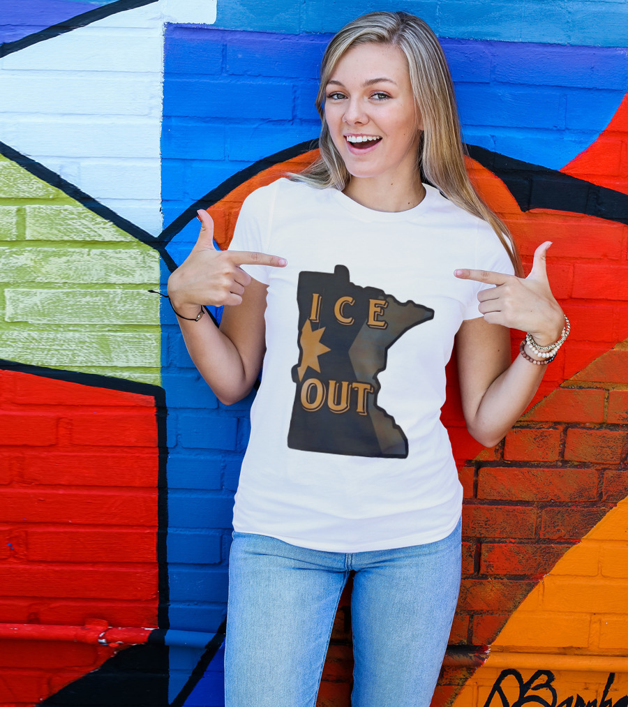Minnesota Ice Out Bold Graphic State Map T-Shirt