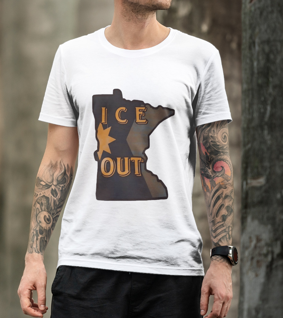 Minnesota Ice Out Bold Graphic State Map T-Shirt