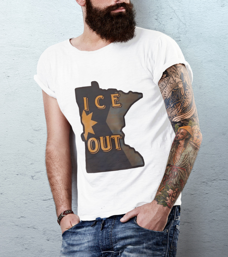 Minnesota Ice Out Bold Graphic State Map T-Shirt