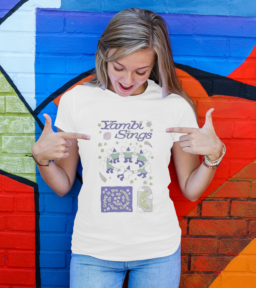 Yambi Sings Crying Is The Coolest I Do It All The Time Moon And Stars Cats T-Shirt