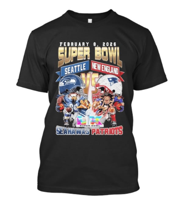 Seahawks Patriots February 8 2026 Super Bowl LX Seattle New England Matchup T-Shirt