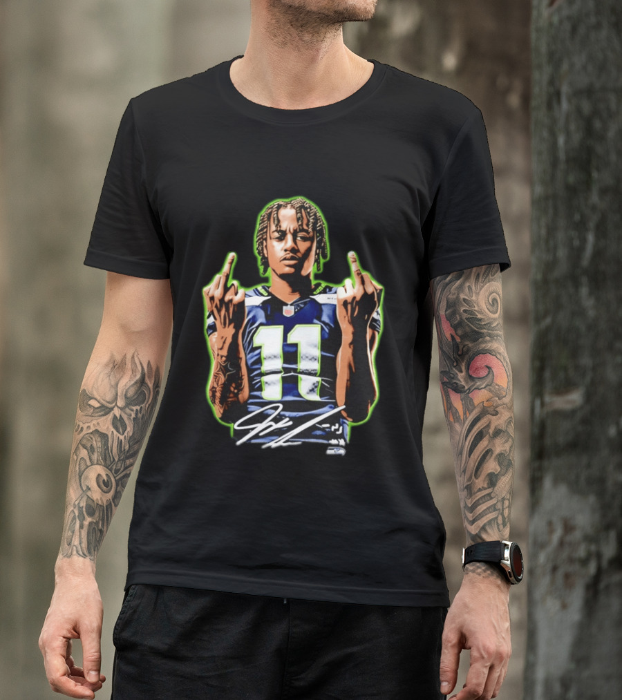 Jaxon Smith Njigba Seattle Seahawks 11 Middle Finger Gesture T-Shirt