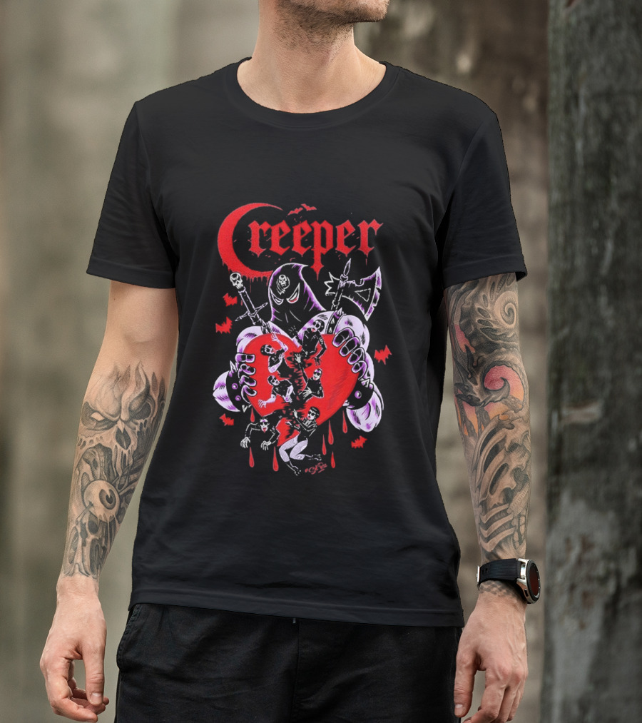 Creeper Sol Rac Valentines Heart And Skeletons 2026 T-Shirt
