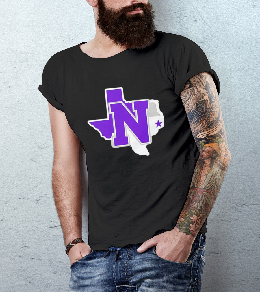 Norton High School Football Texas Map Purple N Star T-Shirt