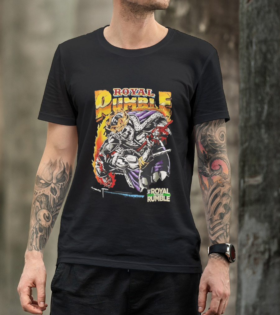 Royal Rumble Riyadh Boulevard Skeleton Crown Flame T-Shirt