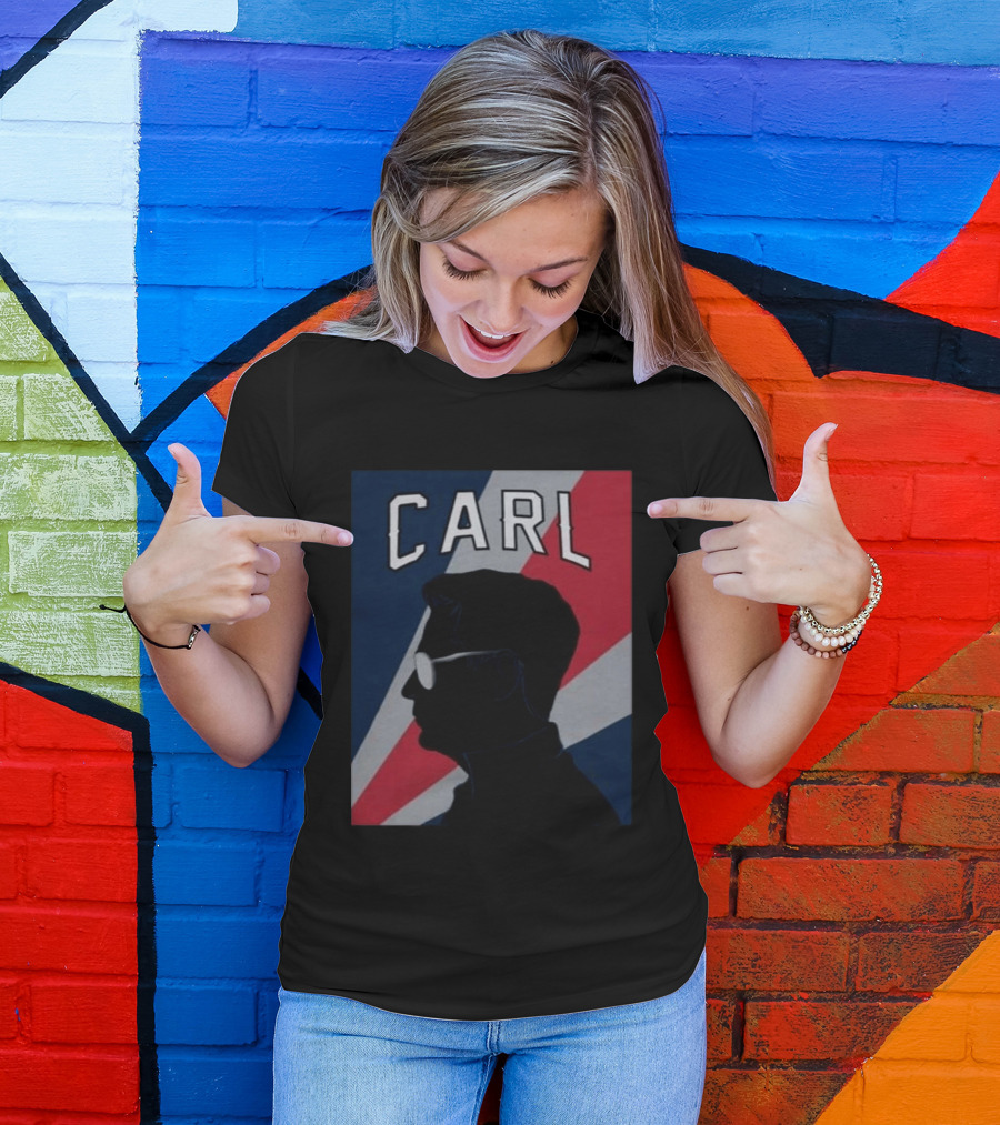 CARL Silhouette With Red And Blue Angled Stripes T-Shirt
