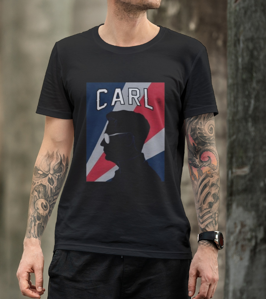 CARL Silhouette With Red And Blue Angled Stripes T-Shirt