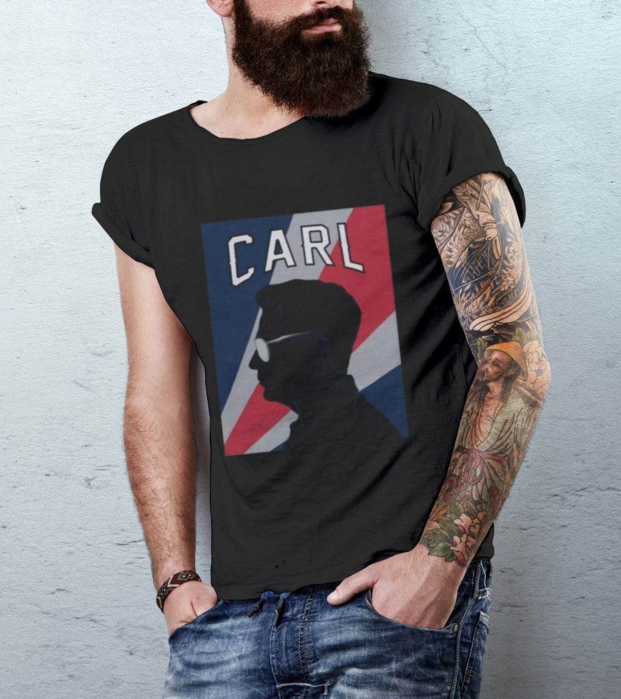 CARL Silhouette With Red And Blue Angled Stripes T-Shirt