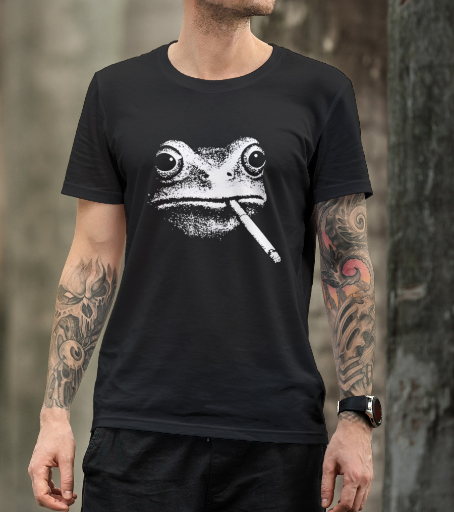 Frog Smoking Cigarette Sketch T-Shirt
