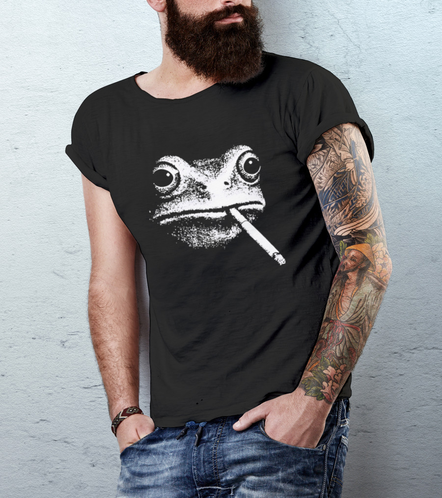 Frog Smoking Cigarette Sketch T-Shirt