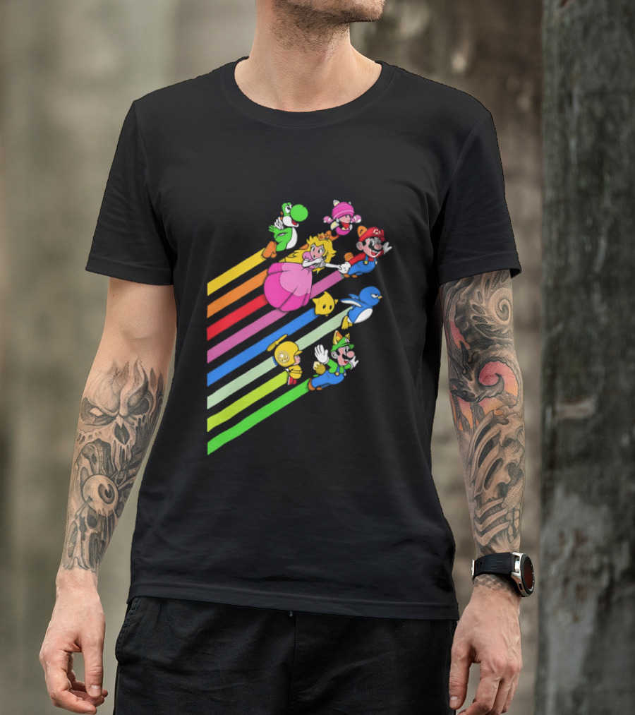 Super Mario Yoshi Princess Peach Rainbow Flight Adventure T-Shirt