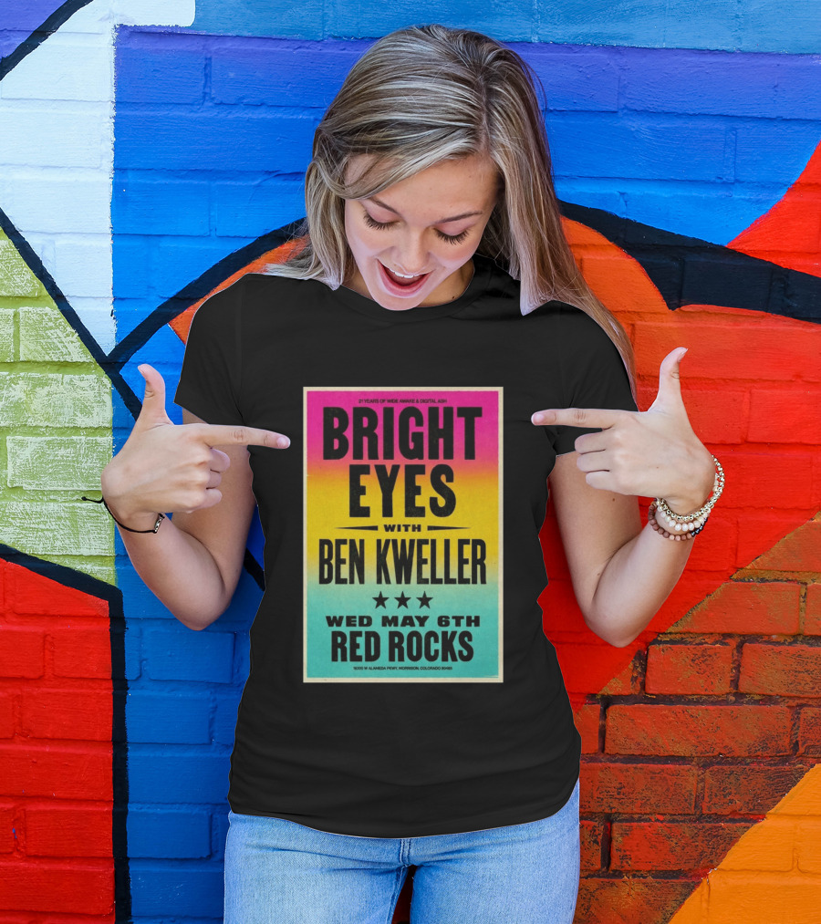 Bright Eyes Ben Kweller Red Rocks May 6 Morrison CO 21 Years Of Wide Awake Digital Ash T-Shirt