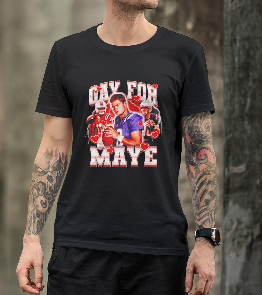 Gay For Maye Football Hearts Player T-Shirt