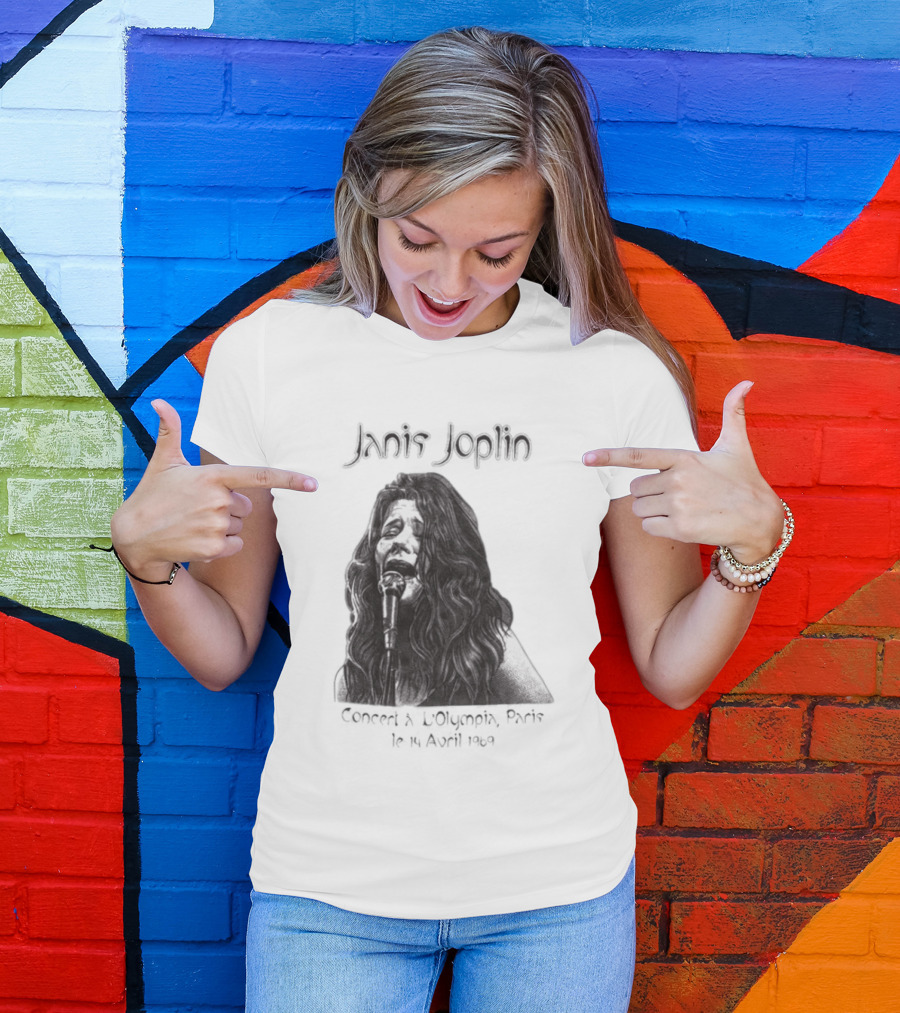 Janis Joplin Olympia Paris Concert Live Performance 1970s T-Shirt