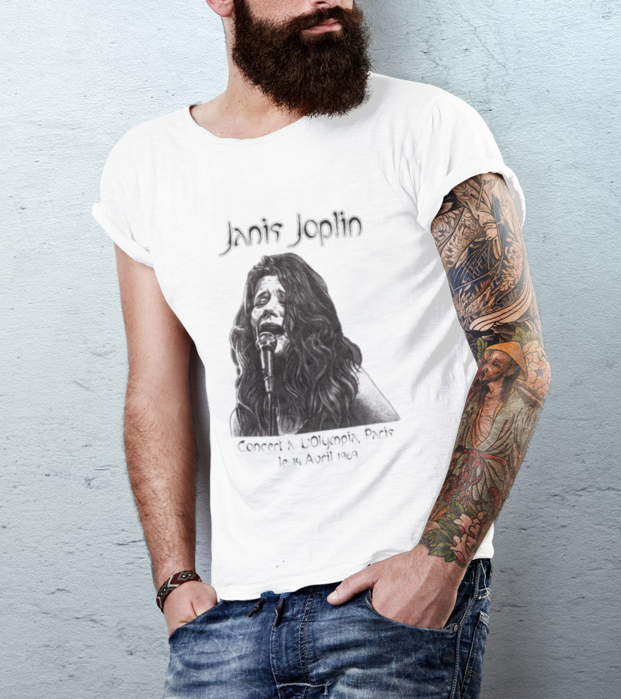 Janis Joplin Olympia Paris Concert Live Performance 1970s T-Shirt