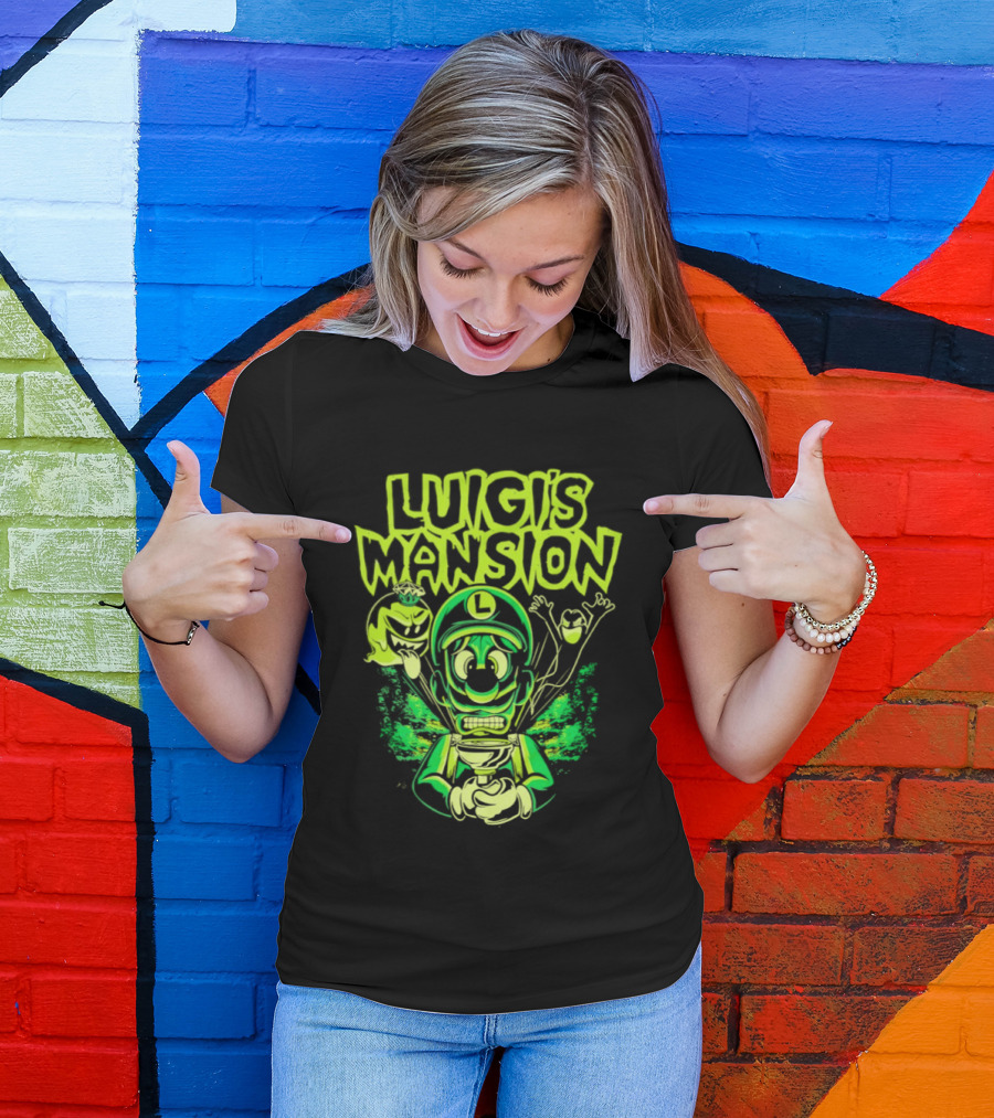 Luigi's Mansion Mario Game Character Neon Ghost T-Shirt