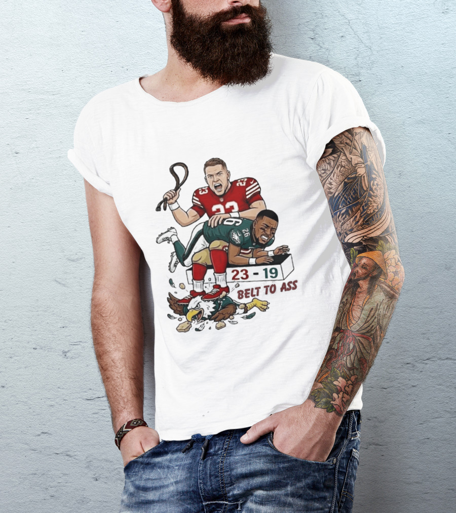 Christian Mccaffrey Belt To Ass 23 19 NFL Rivalry T-Shirt