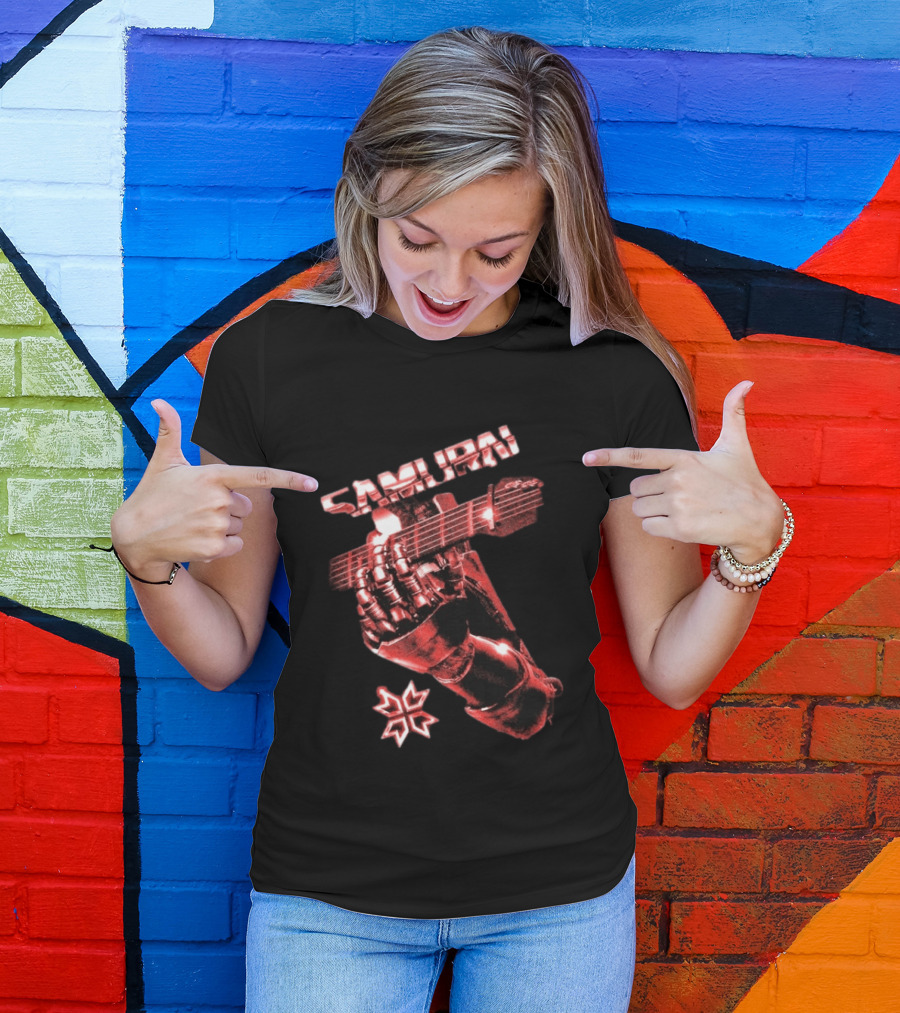 Samurai Cyberpunk 2077 Metallic Hand Guitar T-Shirt