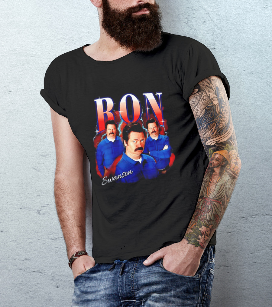Parks And Recreation Ron Swanson Hearthrob Character Collage T-Shirt