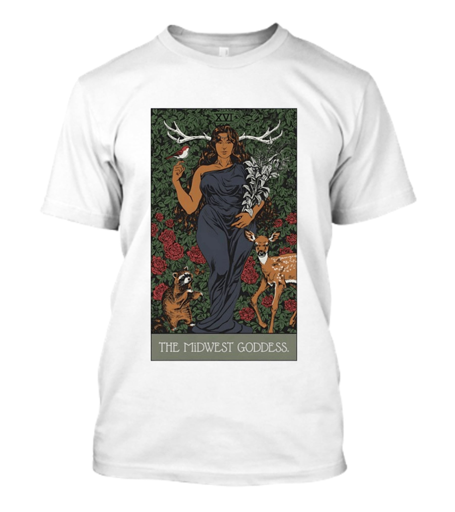 The Midwest Goddess XVI Antlered Deity With Nature T-Shirt