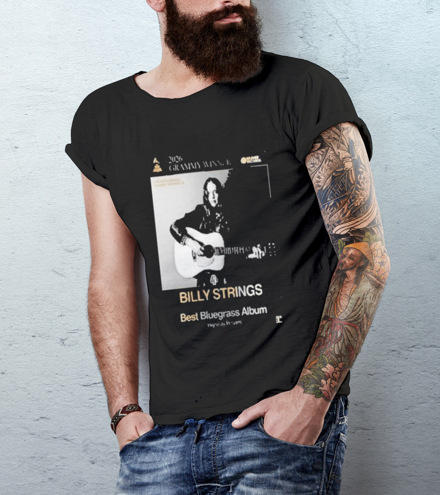 Billy Strings 2026 Grammy Winner Best Bluegrass Album Performance Acoustic Guitar T-Shirt