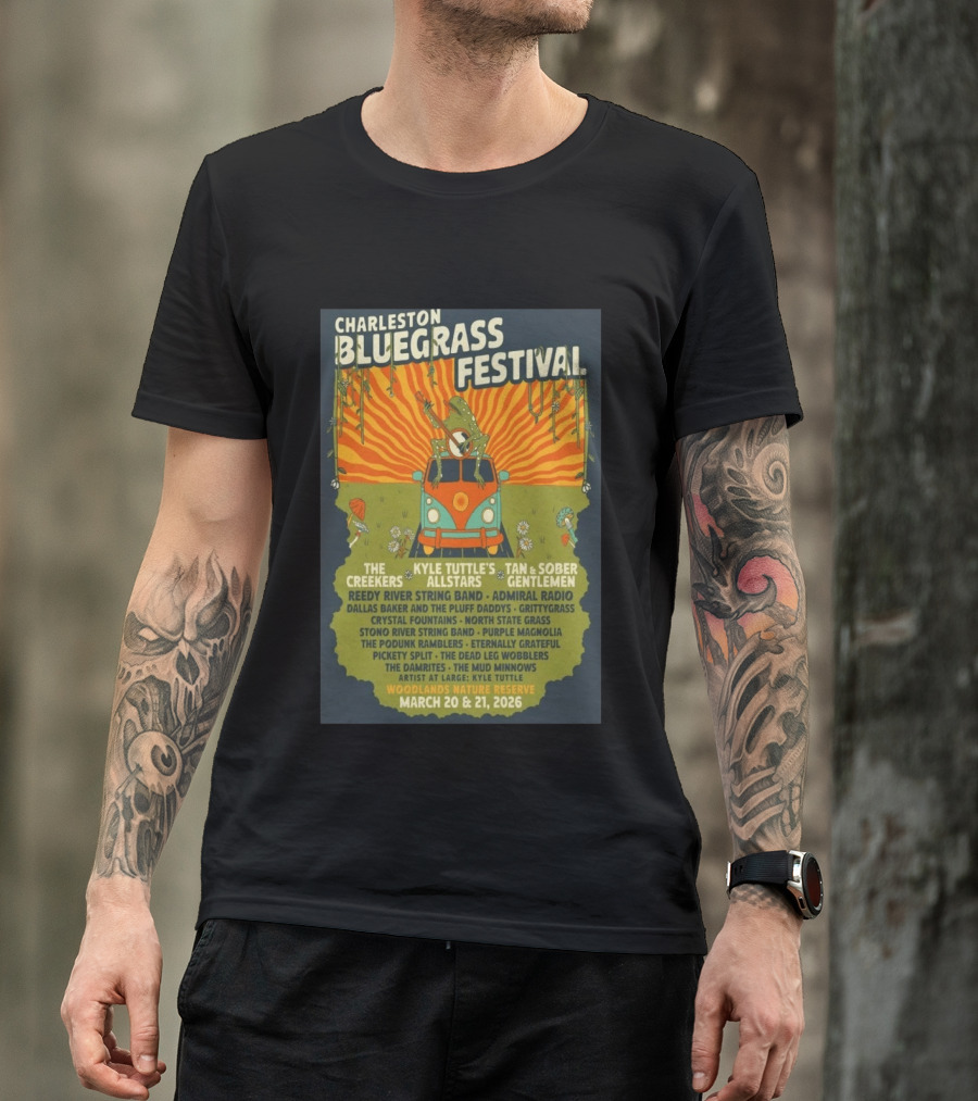 Charleston Bluegrass Festival 2026 Kyle Tuttle's Allstars Woodlands Nature Reserve March 20 21 T-Shirt