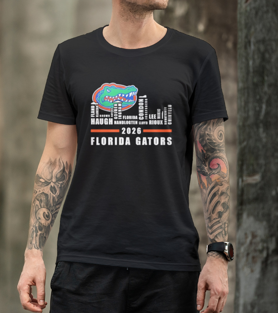 Florida Gators 2026 Player Names And City Skyline T-Shirt