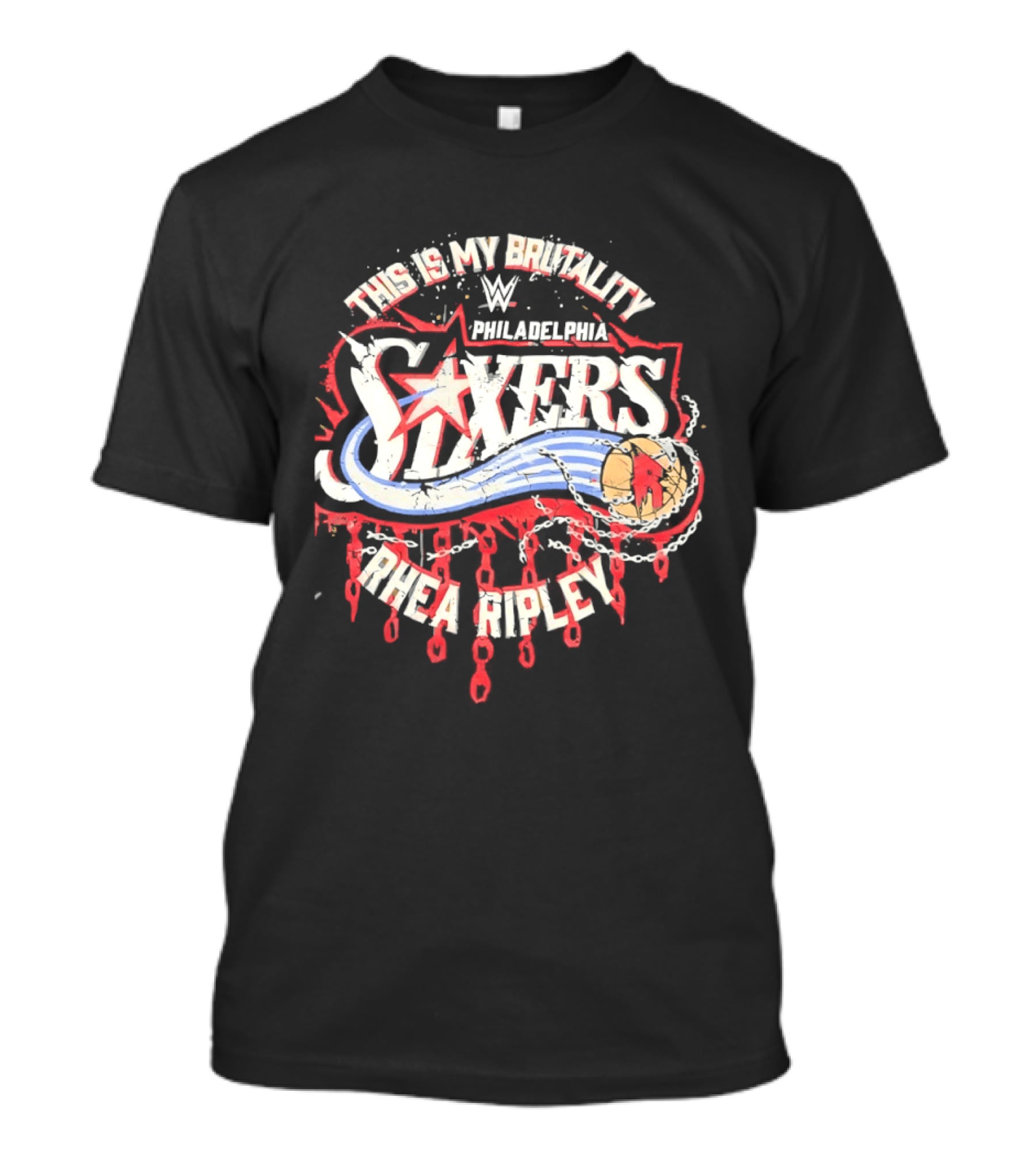 Rhea Ripley WWE This Is My Brutality Philadelphia 76ers T-Shirt
