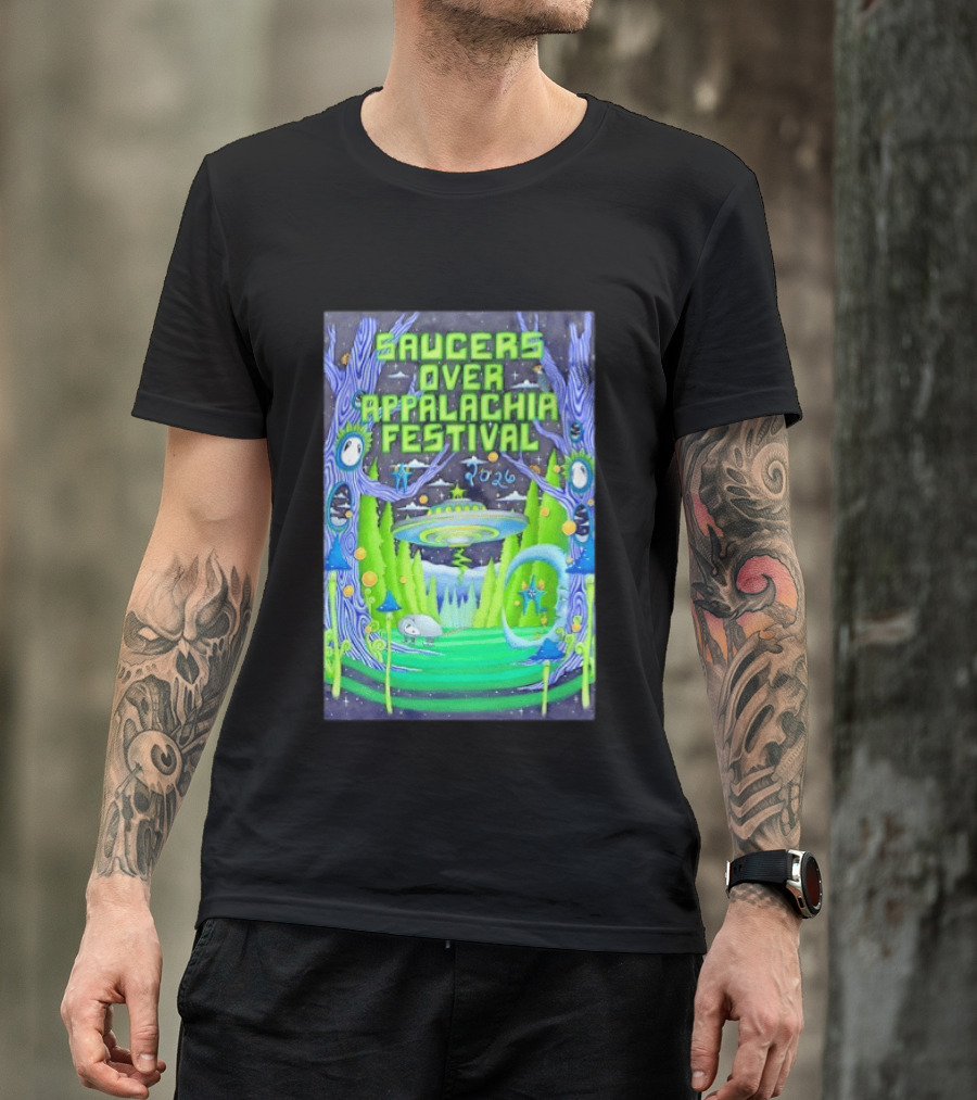 Saucers Over Appalachia Festival 2026 UFO Theme Bristol VA Jun 13 Forest Aliens T-Shirt