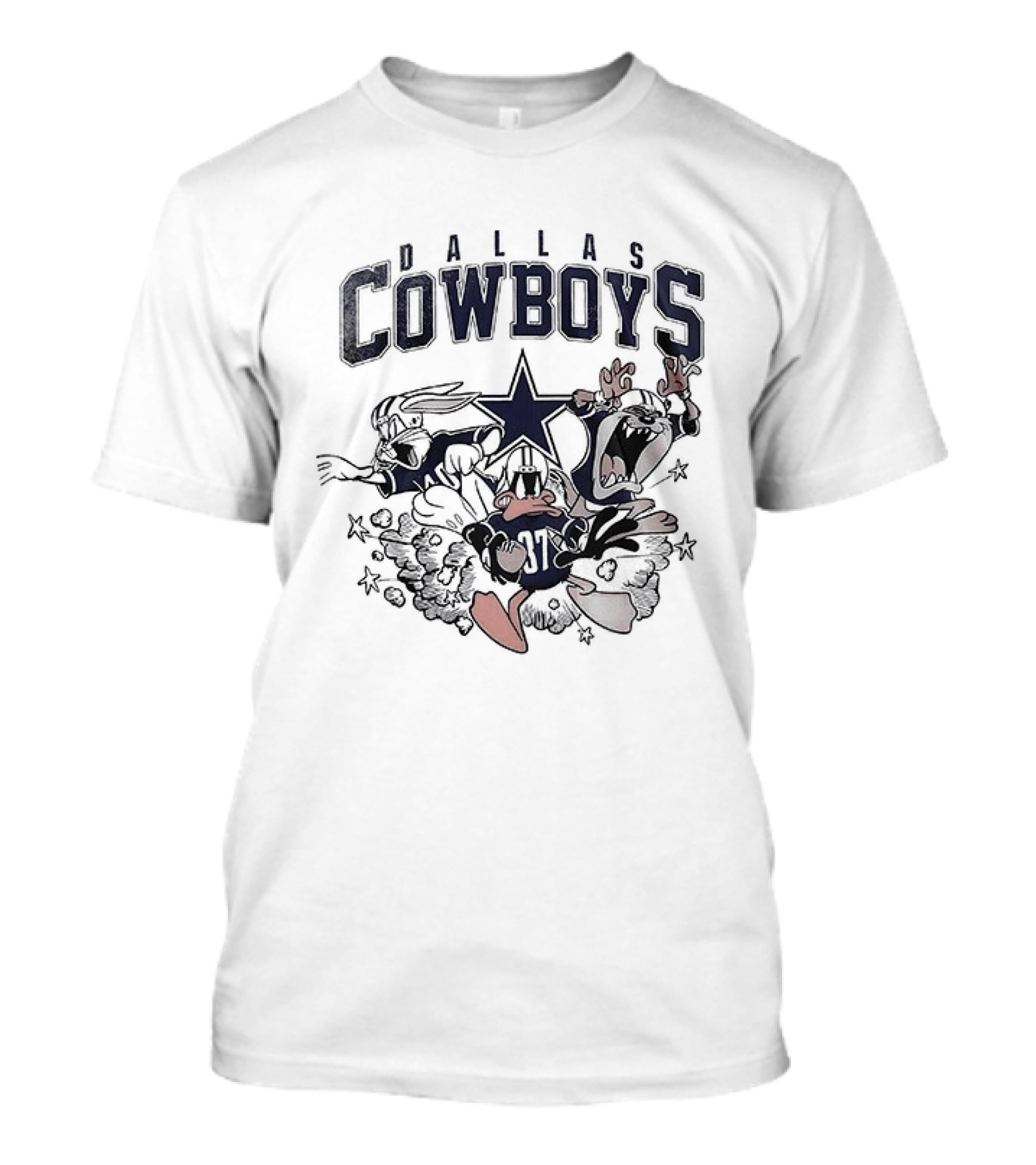 Dallas Cowboys Looney Tunes Bugs Bunny Taz Daffy Duck Star T-Shirt