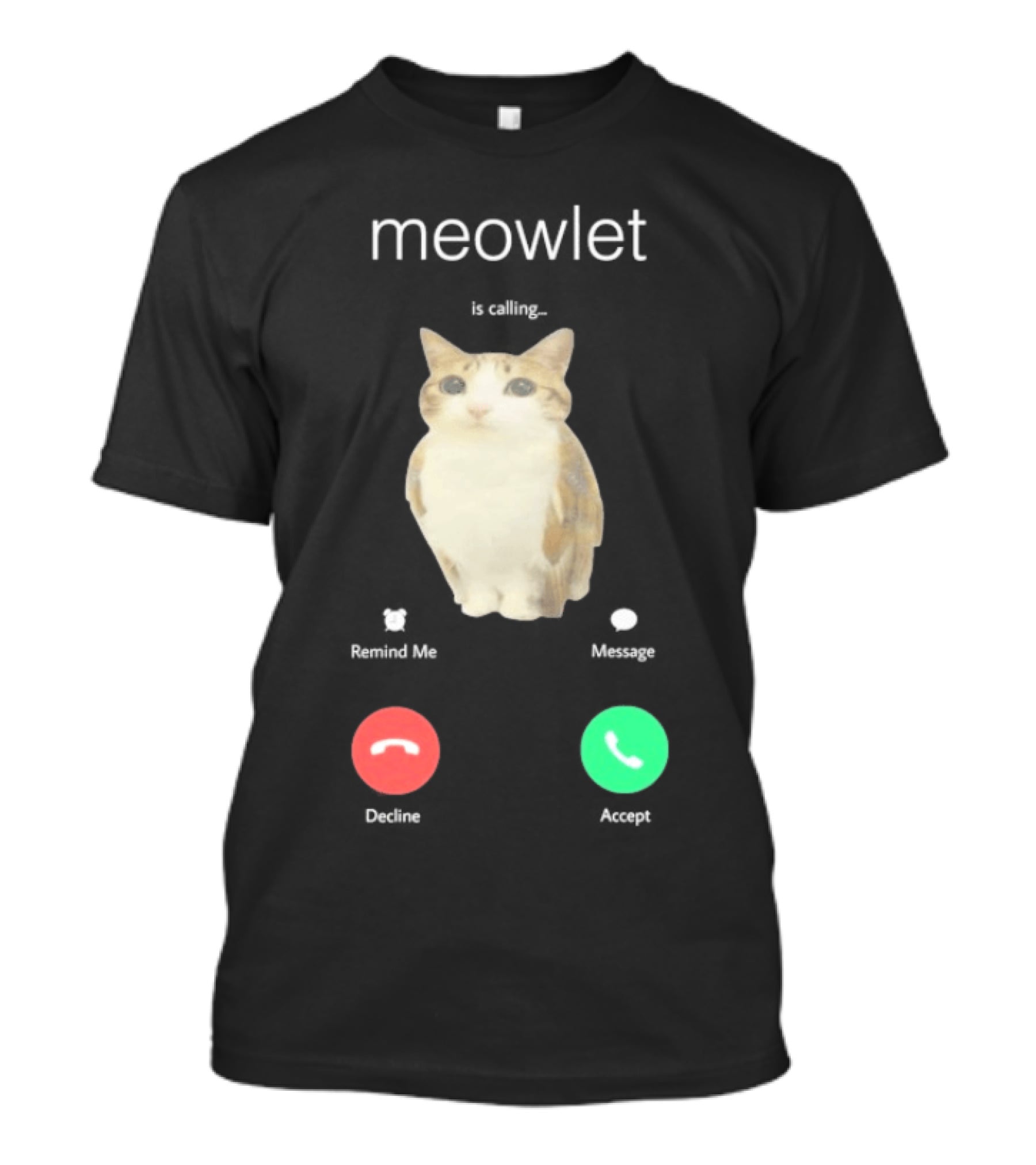 Meowlet Is Calling Remind Me Message Decline Accept Cat Image T-Shirt
