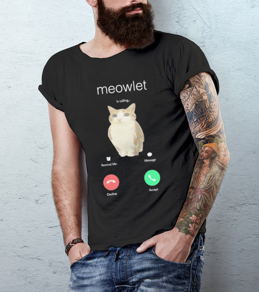 Meowlet Is Calling Remind Me Message Decline Accept Cat Image T-Shirt