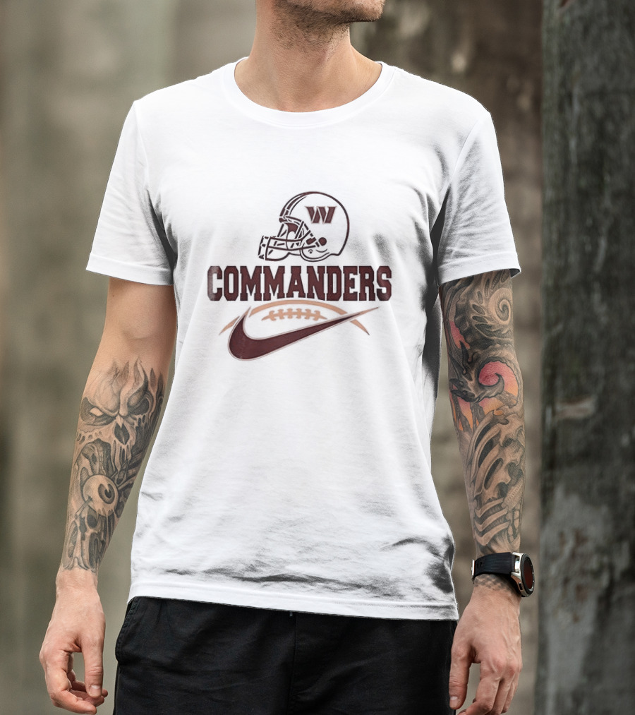 Washington Commanders Football Helmet Nike Swoosh T-Shirt