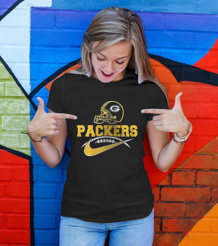 Green Bay Packers Helmet Fan Apparel Nike Football T-Shirt