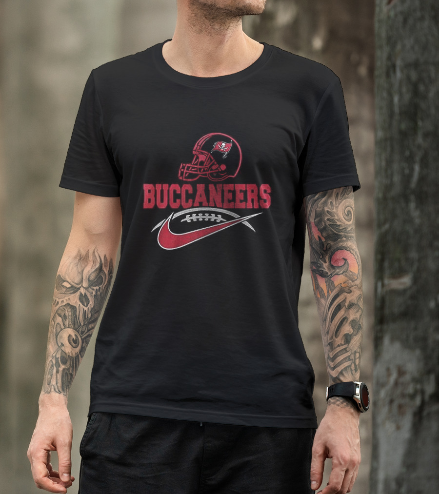 Tampa Bay Buccaneers Helmet And Nike Swoosh T-Shirt