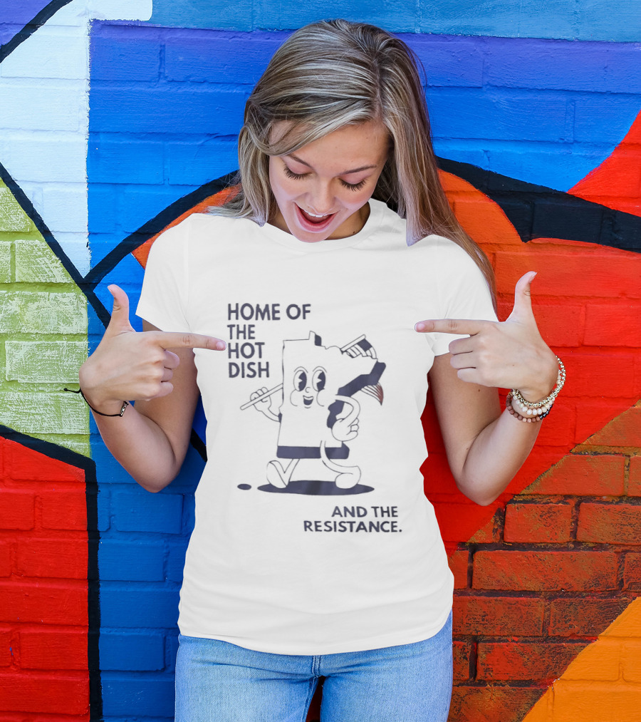 Home Of The Hot Dish Minnesota Map Holding American Flag And The Resistance T-Shirt