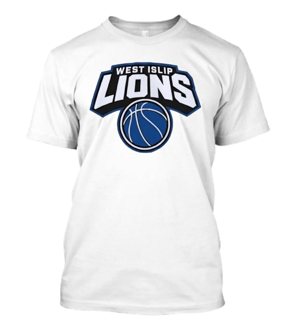 West Islip Lions Basketball Team Blue And White T-Shirt