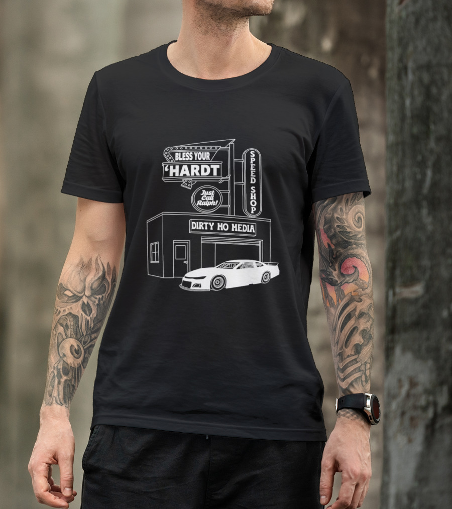 Bless Your 'Hardt Speed Shop Dirty Mo Media Racing Car T-Shirt